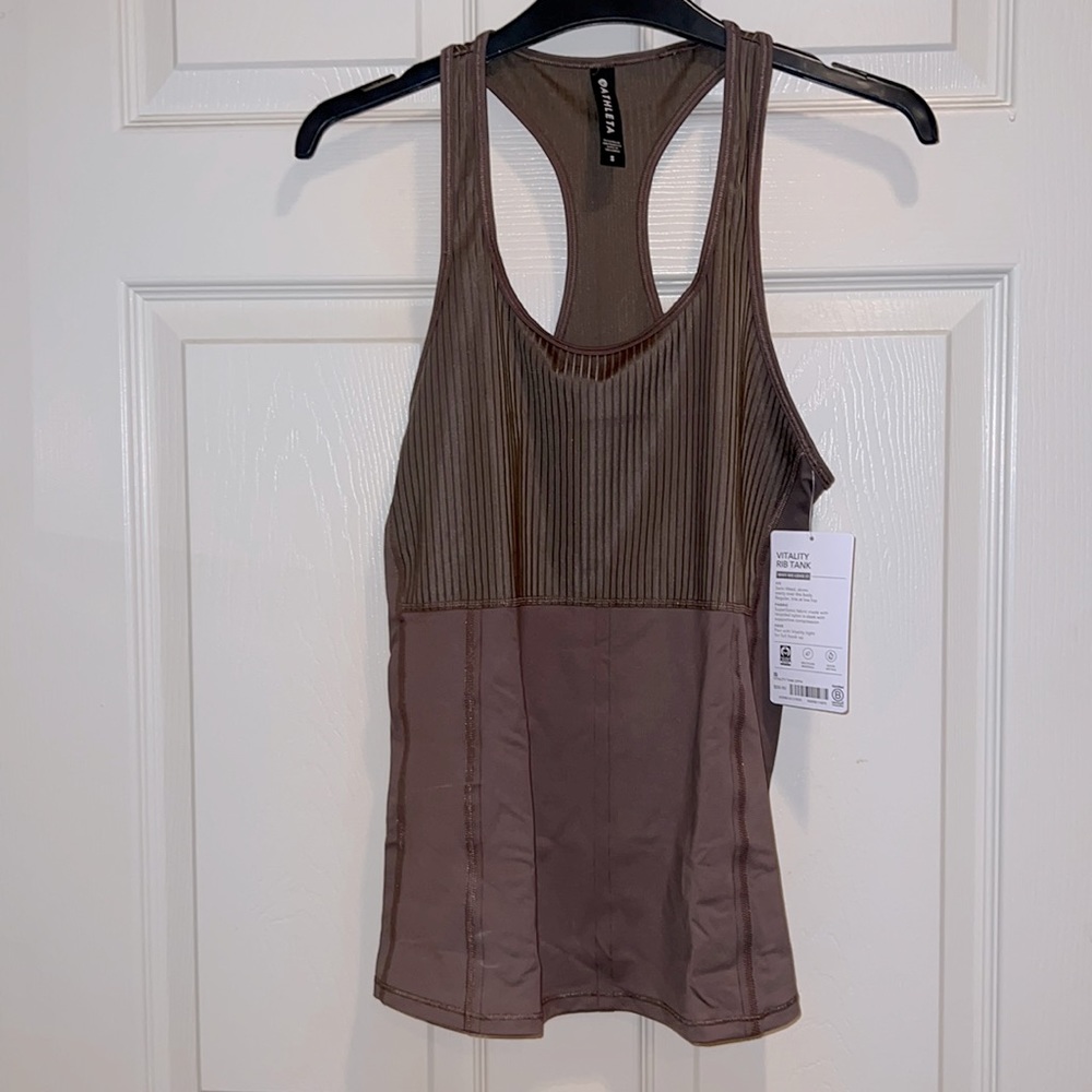 Athleta Vitality Rib Tank Top Small in coffee brown NWT